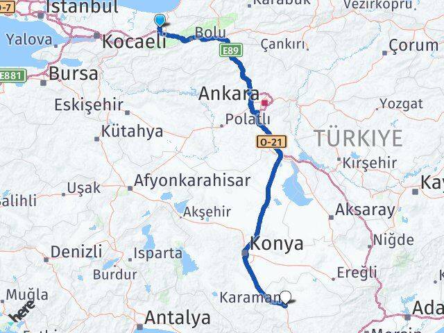 Düzce Çilimli Karaman Arası Kaç Km - Yol Haritası