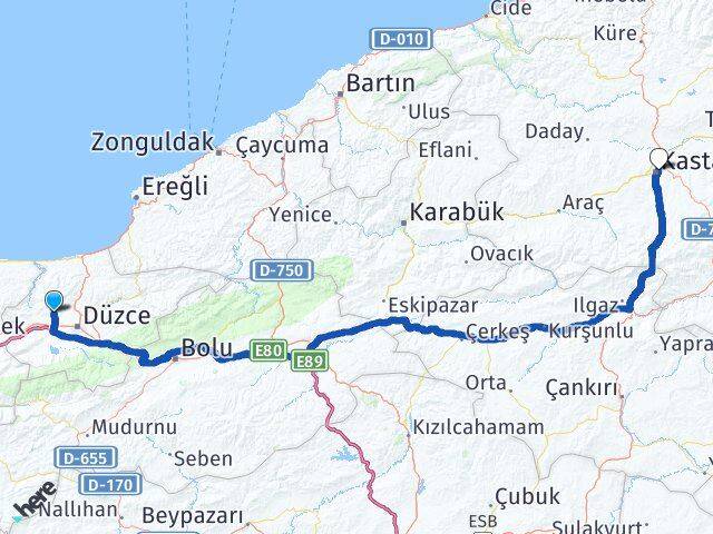 Düzce Çilimli Kastamonu Arası Kaç Km - Yol Haritası