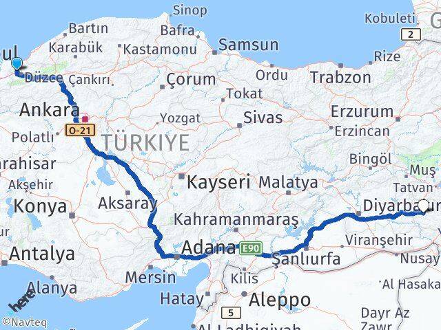 Düzce Çilimli Siirt Arası Kaç Km - Yol Haritası