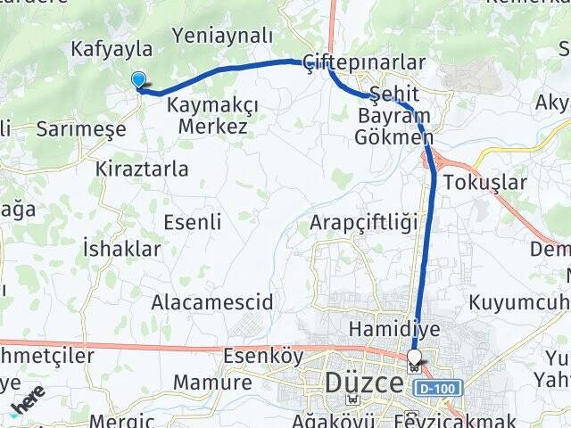 Yenivakıf Düzce Otogarı Arası Kaç Km - Yol Tarifi