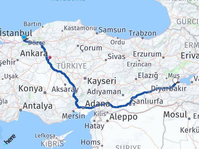 Düzce Cumayeri Bitlis Arası Kaç Km - Yol Haritası