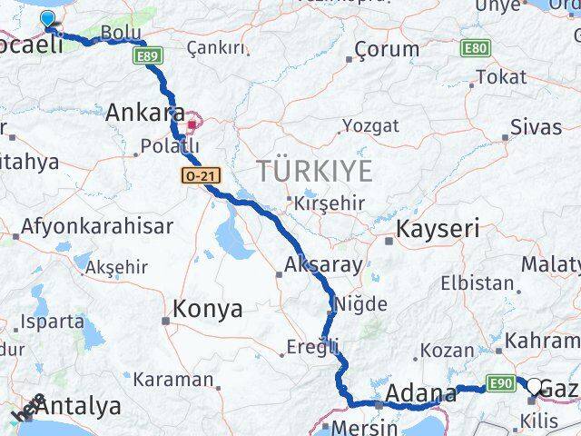 Düzce Cumayeri Gaziantep Arası Kaç Km - Yol Haritası