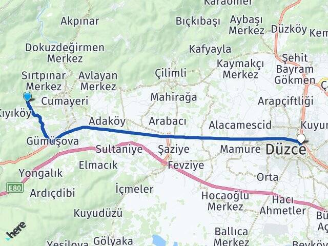 Ören Düzce Otogarı Arası Kaç Km - Yol Tarifi