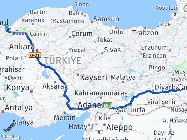 Düzce Cumayeri Siirt Arası Kaç Km - Yol Haritası