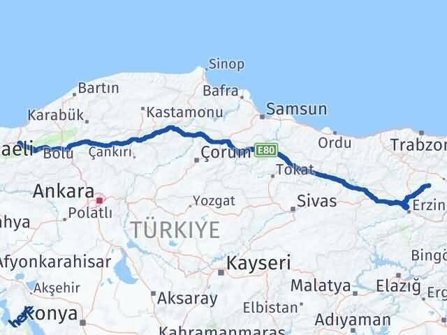 Düzce Demirözü Bayburt Arası Kaç Km - Yol Haritası