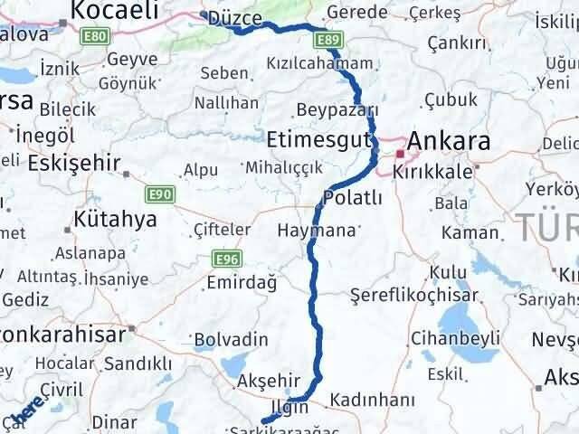 Düzce Doğanhisar Konya Arası Kaç Km - Yol Haritası