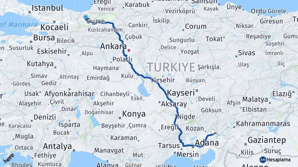 Düzce Düzce Otogarı Arası Kaç Km - Yol Tarifi