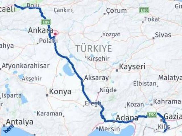 Düzce Elbeyli Kilis Arası Kaç Km - Yol Haritası