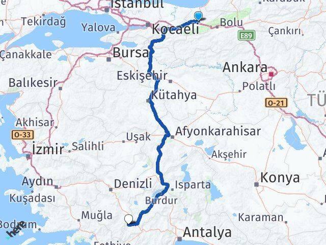 Düzce Gölhisar Burdur Arası Kaç Km - Yol Haritası
