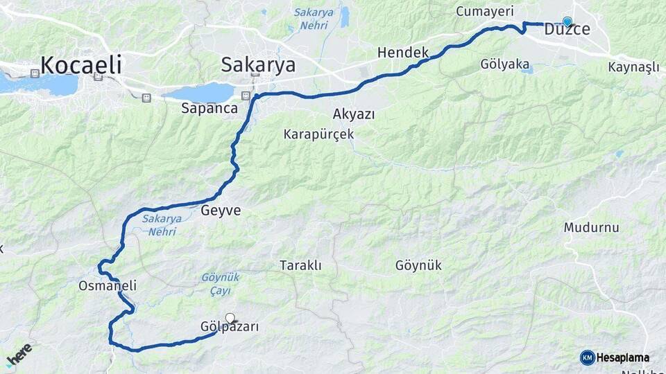 Düzce Gölpazarı Bilecik Arası Kaç Km - Yol Haritası
