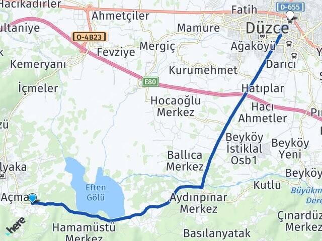 Hacıyakup Düzce Otogarı Arası Kaç Km - Yol Tarifi