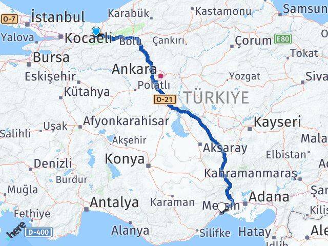 Düzce Gölyaka Mersin Arası Kaç Km - Yol Haritası