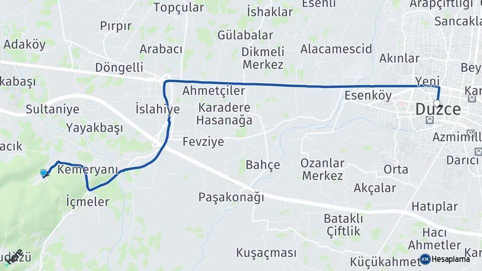 Sarıdere Düzce Arası Kaç Km - Yol Tarifi