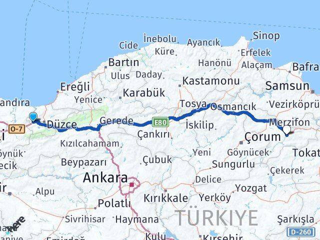Gümüşova Amasya Arası Kaç Km - Yol Tarifi