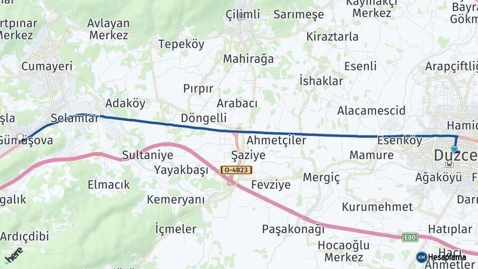 Düzce Gümüşova Arası Kaç Km - Yol Haritası