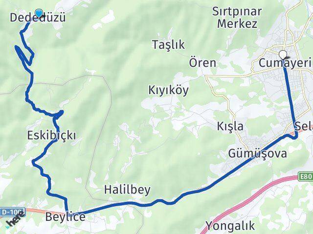 Dededüzü Cumayeri Arası Kaç Km - Yol Tarifi