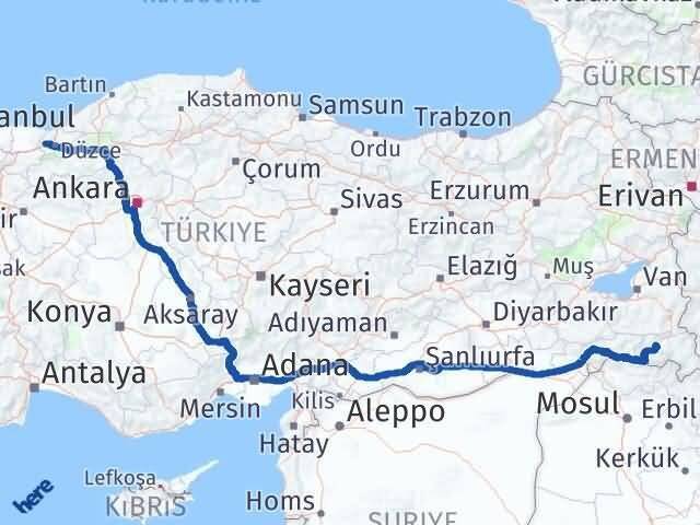 Gümüşova Hakkari Arası Kaç Km - Yol Tarifi