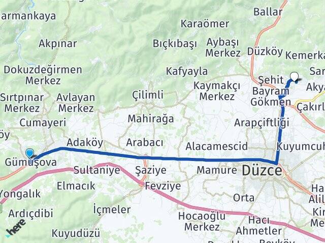 Kültür Düzce Üniversitesi Arası Kaç Km - Yol Tarifi