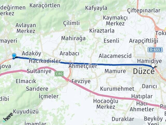 Selamlar Düzce Otogarı Arası Kaç Km - Yol Tarifi
