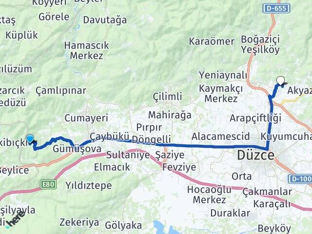 Soğuksu Düzce Üniversitesi Arası Kaç Km - Yol Tarifi