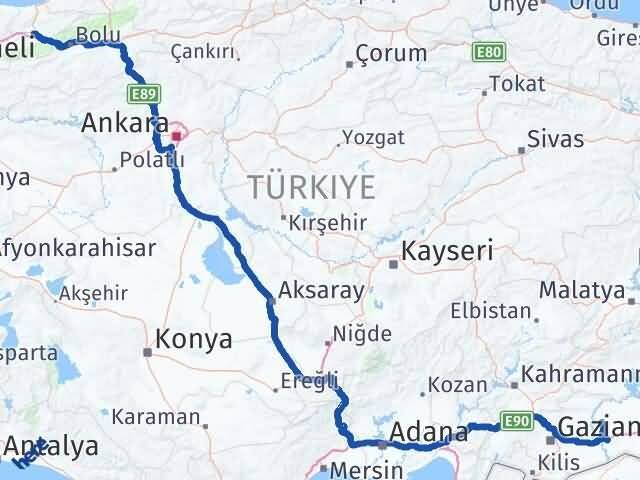 Düzce Halfeti Şanlıurfa Arası Kaç Km - Yol Haritası