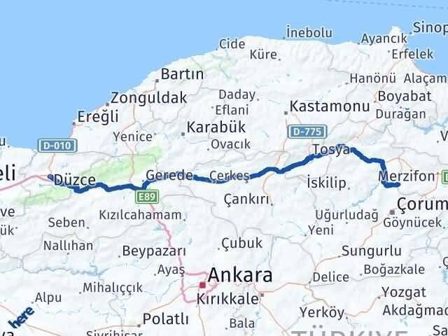 Düzce Hamamözü Arası Kaç Km - Yol Tarifi