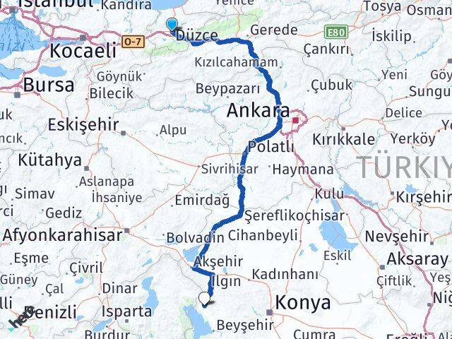 Düzce Hüyük Konya Arası Kaç Km - Yol Haritası