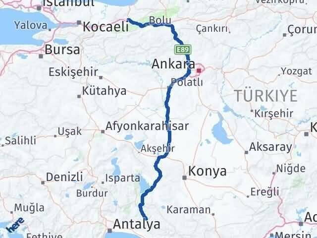 Düzce İbradı Antalya Arası Kaç Km - Yol Haritası