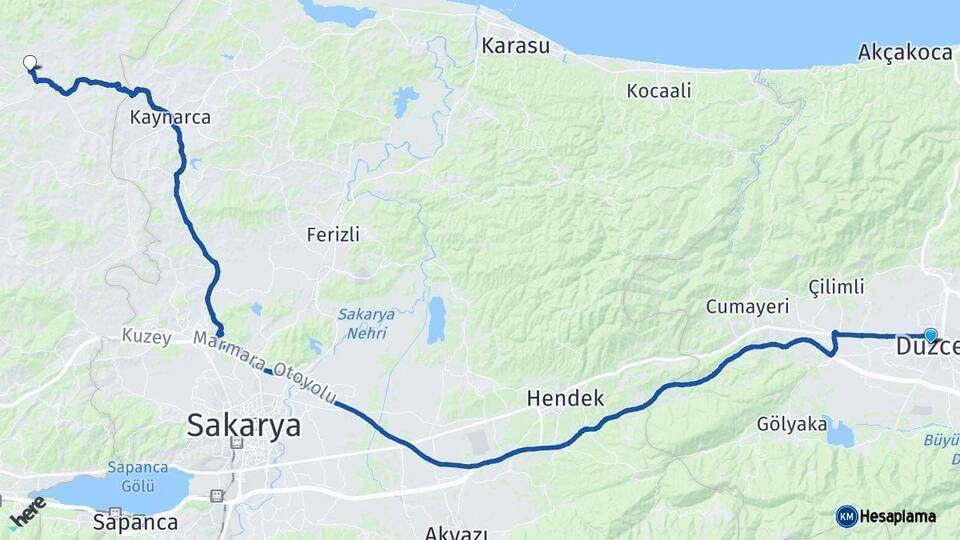 Düzce Kandıra Arası Kaç Km - Yol Tarifi