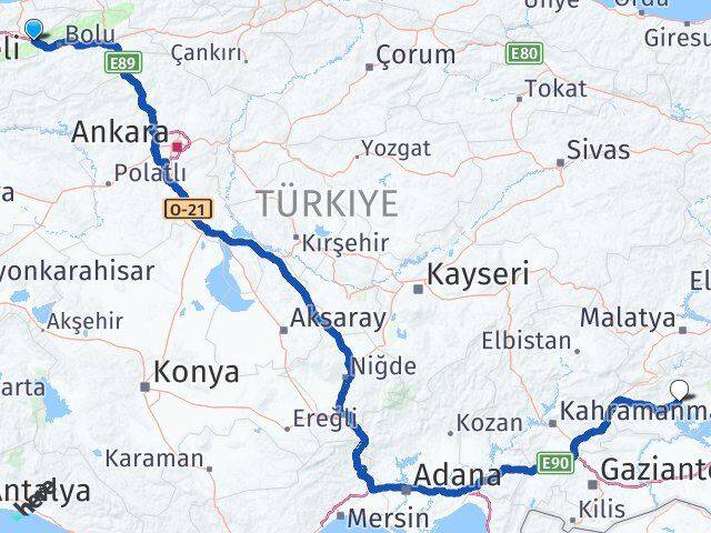 Düzce Kaynaşlı Adıyaman Arası Kaç Km - Yol Haritası