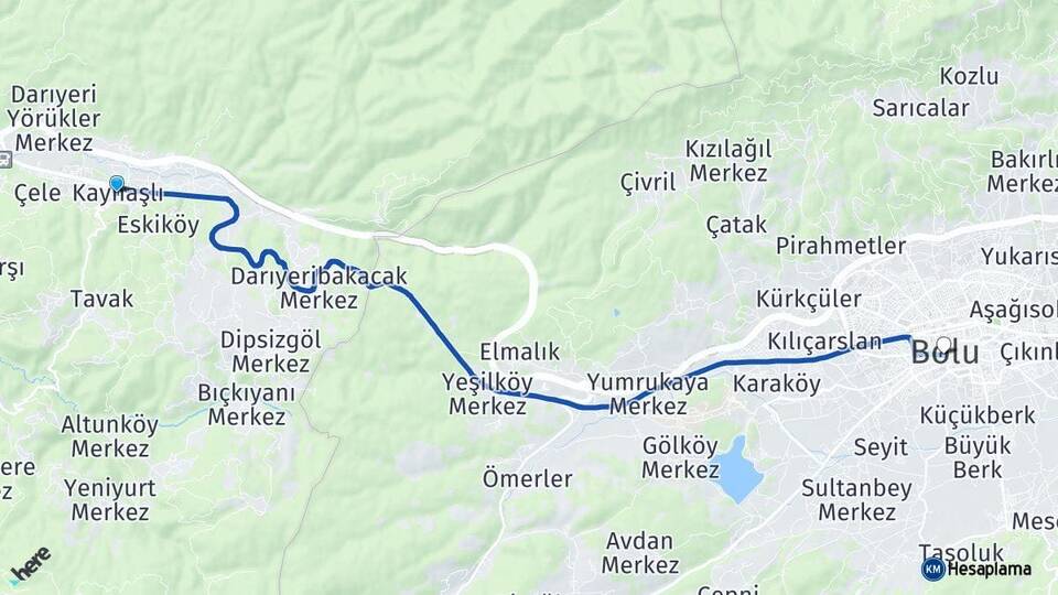 Düzce Kaynaşlı Bolu Arası Kaç Km - Yol Haritası