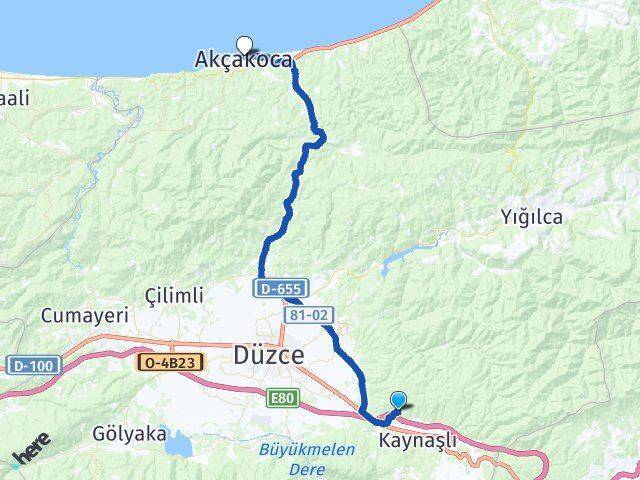 Darıyeri Yörükler Akçakoca Arası Kaç Km - Yol Tarifi