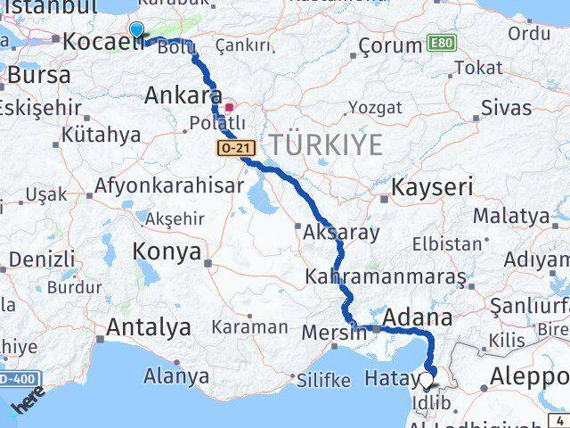 Düzce Kaynaşlı Hatay Arası Kaç Km - Yol Haritası