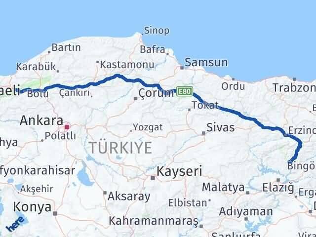 Düzce Kaynaşlı Tunceli Arası Kaç Km - Yol Haritası