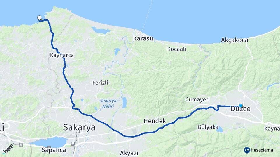 Düzce Kerpe Kandıra Kocaeli Arası Kaç Km - Yol Haritası