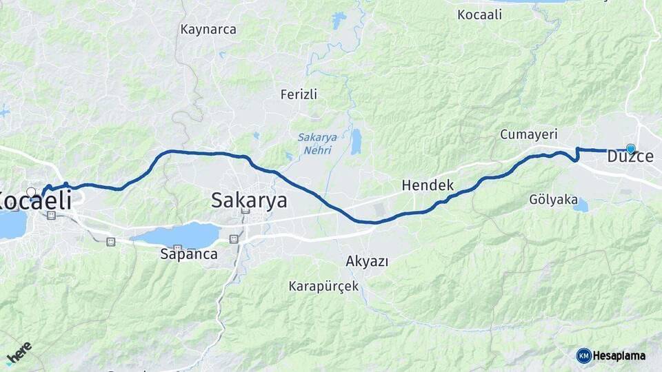 Düzce Kocaeli Arası Kaç Km - Yol Haritası