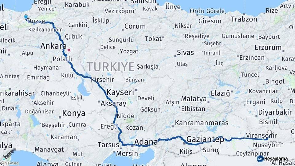 Düzce Mardin Arası Kaç Km - Yol Haritası