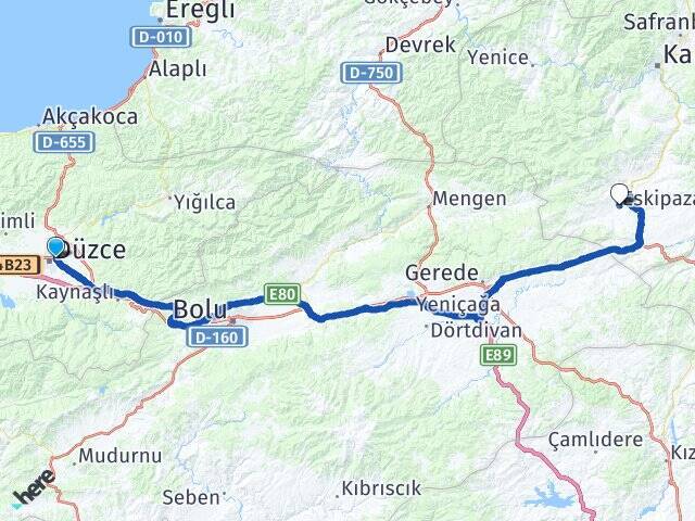 Düzce Otogarı Eskipazar Arası Kaç Km - Yol Tarifi