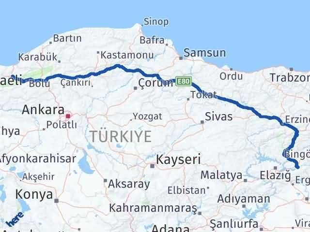 Düzce Palu Elazığ Arası Kaç Km - Yol Haritası