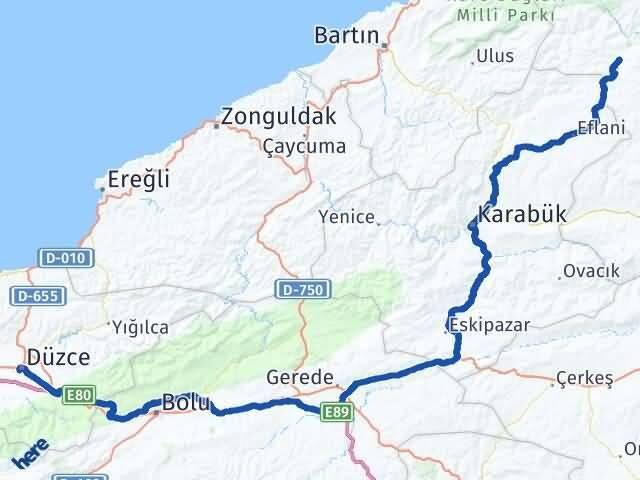 Düzce Pınarbaşı Kastamonu Arası Kaç Km - Yol Haritası