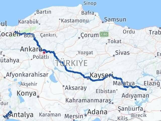 Düzce Pütürge Malatya Arası Kaç Km - Yol Haritası