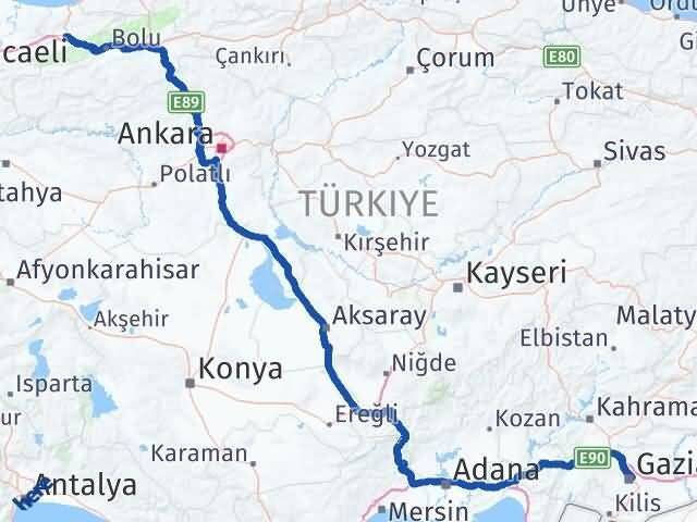 Düzce Şahinbey Gaziantep Arası Kaç Km - Yol Haritası