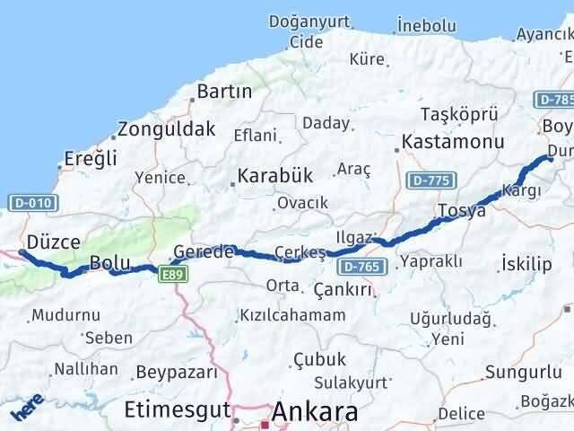 Düzce Saraydüzü Sinop Arası Kaç Km - Yol Haritası
