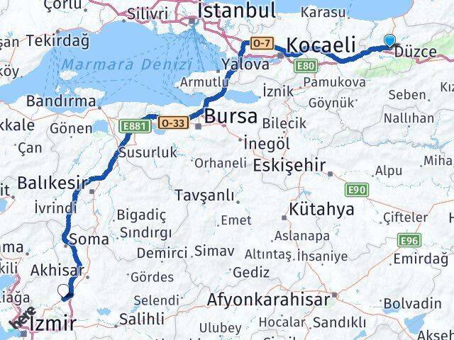 Düzce Saruhanlı Manisa Arası Kaç Km - Yol Haritası