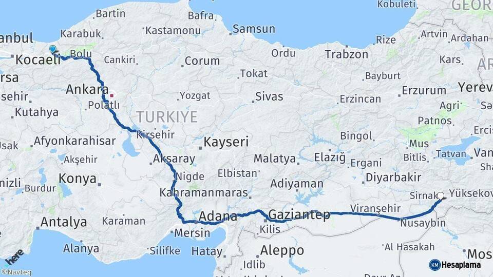Düzce Şırnak Arası Kaç Km - Yol Haritası