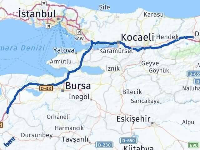 Düzce Susurluk Balıkesir Arası Kaç Km - Yol Haritası