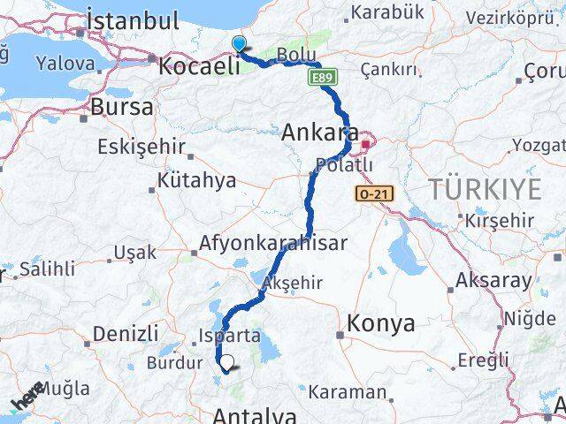 Düzce Sütçüler Isparta Arası Kaç Km - Yol Haritası