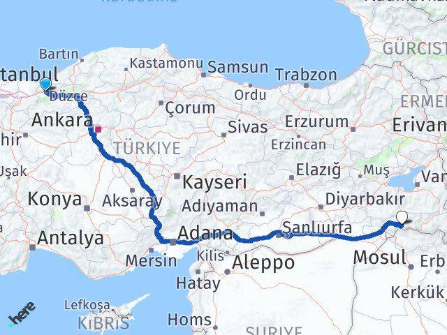 Düzce Uludere Şırnak Arası Kaç Km - Yol Haritası