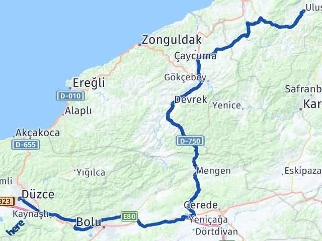 Düzce Ulus Bartın Arası Kaç Km - Yol Haritası
