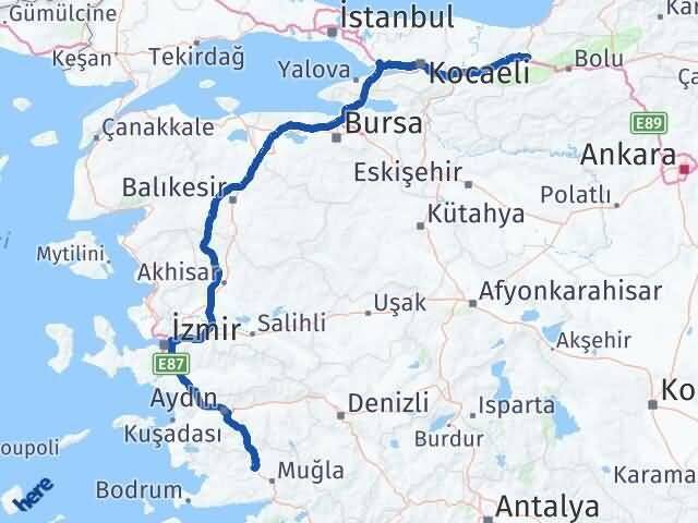 Düzce Yatağan Muğla Arası Kaç Km - Yol Haritası